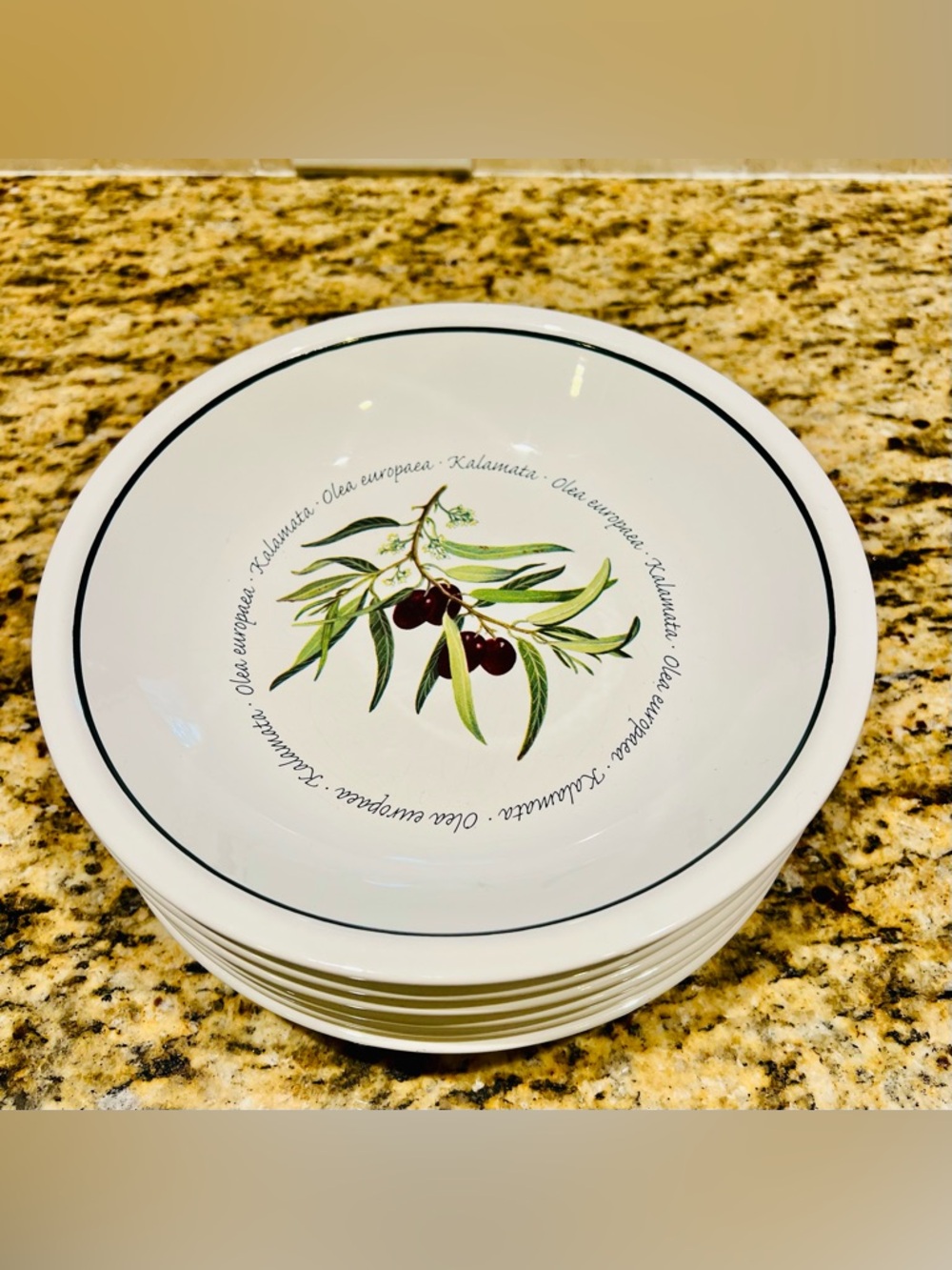 Williams Sonoma Set 6 Pasta cioppino Bowls 9 1/2” Olives Kalamata Olea Europaea
